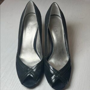 LOFT Black Peep-Toe Heels